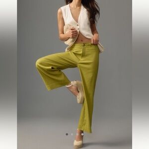 Maeve The Ettie High-Rise Crop Linen Pants- Size 23 in Holly